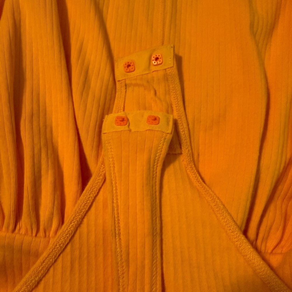 Free People Bright Orange Ribbed Square-Neck Bodysuit - Picture 10 of 11
